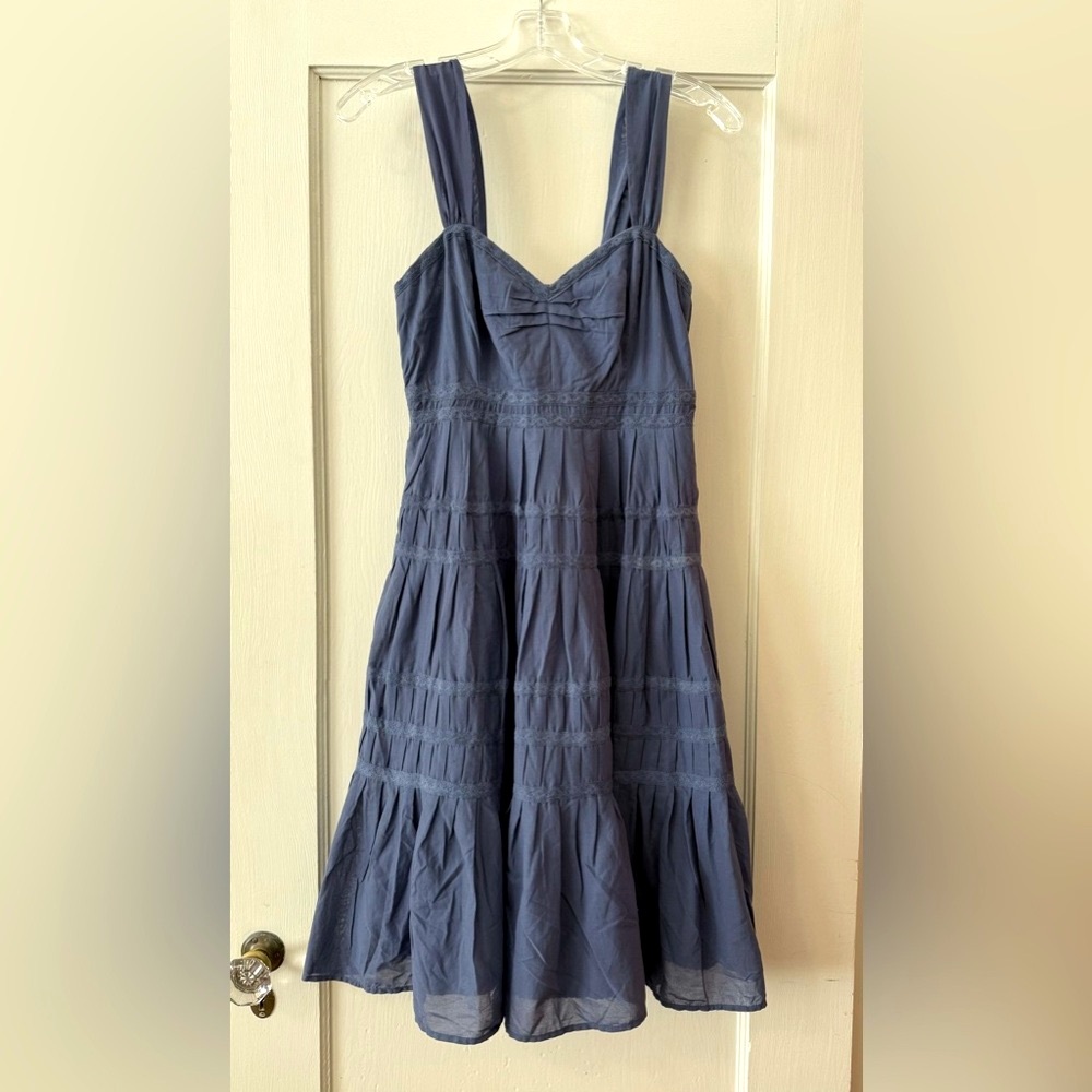 Anthropologie | Maeve Blue Tiered Lace-Trim Midi Sundress 4
